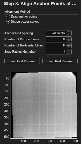 Preview axes showing the distortion-corrected image for the current depth